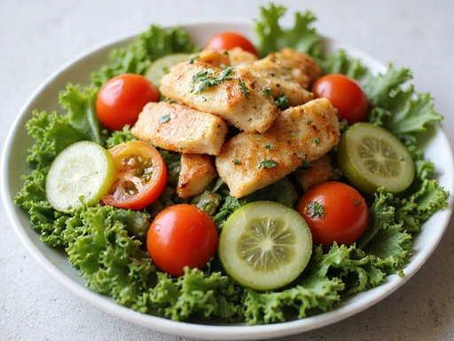 Kolorowa sałatka z warzywami i kurczakiem